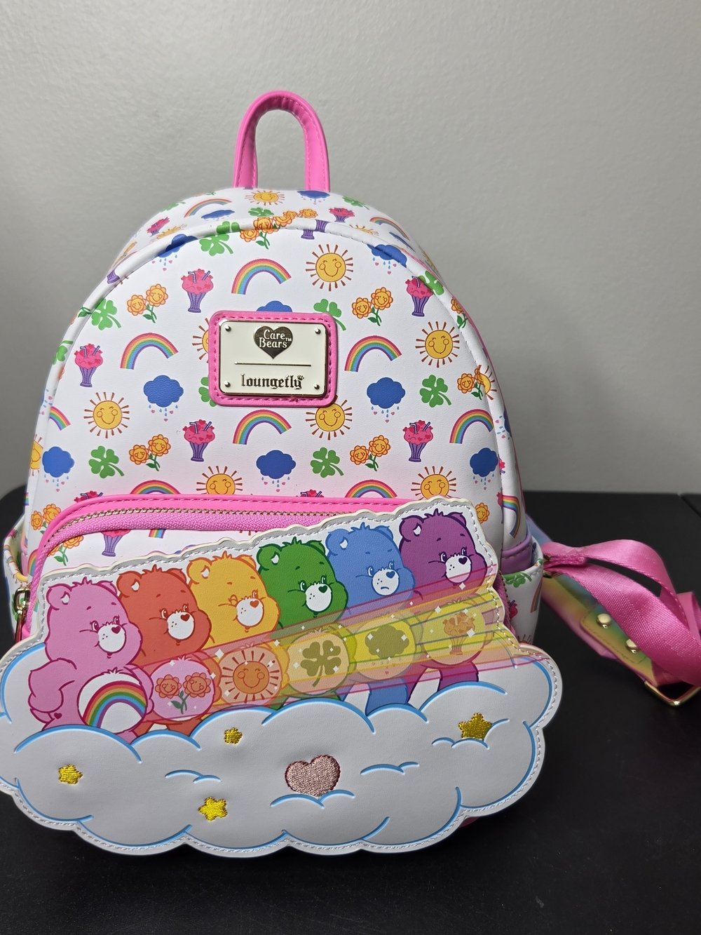 Loungefly Care Bears Stare Rainbow White & Pink Mini Backpack